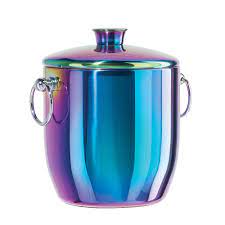 Oggi Stainless Steel Ice Bucket In Rainbow With Tongs Rainbow Kitchen Cushioned Bath Mat Iridescent Decor