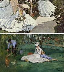 Monet himself stoops to pick a flower nearby. Epph Manet S Monet Family In The Garden 1874