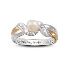 Precious Daughter Pearl And Diamond Embrace Ring By The Bradford Exchange Http Www A Aquamarine Engagement Ring Rose Gold Daughter Ring Wedding Rings Unique