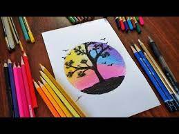 كيفية رسم منظر طبيعي سهل جدا بالالوان الخشبية خطوة بخطوة للمبتدئين how to draw an easy landscape drawing tutorials for kids cute easy drawings easy drawings