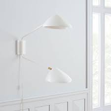 Larabee single sconce ks 2035. Curvilinear Mid Century Wall Sconce Double White