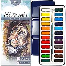 Amazon Com Watercolor Paint Essential Set 24 Vibrant Colors Lightweight And Portable Perfect For Bud Watercolor Paint Set Paint Set Watercolour Painting