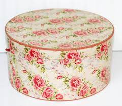 Large 50 S Vintage Pink Rose Print Round Hat Box Pink Rose Print Vintage Pink Vintage