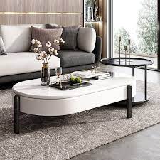 Place lamps, display photos, and incorporate storage by adding a coffee and side tables to a sofa or couch. Lift Top Storage Coffee Table And Side Table Set Modern Oval Coffee Table White And Black Lacquer Table Modern Furniture Living Room Coffee Table Coffee Table And Side Table Set