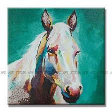 Eddy Horse Whimsical Canvas Wall Art Horse Acrylic Painting On Canvas White Horse Art Horse Big O Colorful Horse Painting Horse Canvas Painting Canvas Wall Art