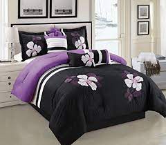 Compare prices & save money on bedding sets. Grand Linen Purple Black And White Comforter Set Floral Bed In A Bag King Size Bedding Buy Online In Dominica At Dominica Desertcart Com Productid 47124608
