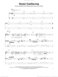 Hotel California sheet music for bass (tablature) (bass guitar)