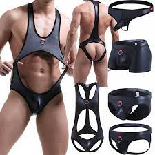 Mens Sexy Gay Jockstrap Faux Leather Backless Penis Pouch Underwear  G-string New | eBay