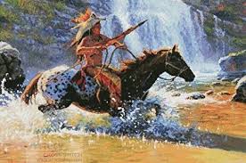 Warrior Crossing Cross Stitch Pattern Native American Artwork American Indian Art Native American Artists