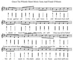 Grace Tin Whistle Notes And Sheet Music Tin Whistle Song Notes Irish Songs