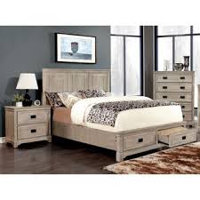 Furniture Of America Bodric Traditional 2 Piece Weathered Bed With Nightstand Set Bedroom Sets Queen Bedroom Sets Bedroom Panel