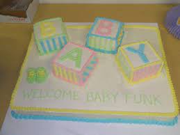 This Is The Baby Shower I Made For My Sister Her Last Name Is Funk And The Gender Is Baby Shower Cakes For Boys Baby Shower Sheet Cakes Baby Shower Cakes