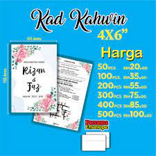 Ingin harga promosi yg menarik?? Kad Kahwin 4x6 Murah Dan Berkualiti Promosi 100 500pcs Shopee Malaysia