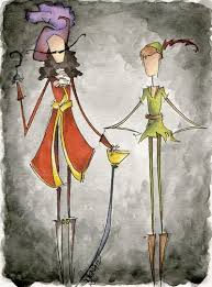 Peter Pan And Captain Hook Peter Pan Peter Pan And Tinkerbell Art Prints Tim Burton Art