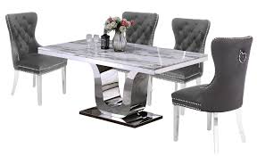 Modern dining chairs set, white black side dining room chairs, kitchen chairs with faux leather padded seat high back and sturdy chrome legs, chairs for dining room,kitchen,living room,4 chairs. Beata 5pc White Dark Gray Dining Table Set By Best Quality Furniture