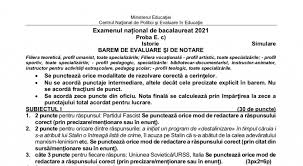 Le résultat du bac dans l'académie de lyon sera dévoilé mardi 6 juillet 2021. Subiectul È™i Baremul De Corectare De La Proba De Istorie A SimulÄƒrii De Bacalaureat 2021 Edupedu Ro