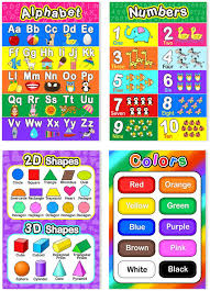Buy Educational Preschool Poster For Toddler And Kid With Glue Point Dot For Nursery Homeschool Kindergarten Classroom Teach Numbers Alphabet Colors Days And More 16 X 11 Inch 10 Pieces Style