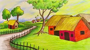 Learn how to draw landscape simply by following the steps outlined in our video lessons. How To Draw Scenery Landscape Step By Step With Color Very Easy Drawing Youtube