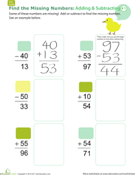 Missing numbers activities level 1 (preschool). Find The Missing Numbers Reverse Addition Subtraction 1 Worksheet Education Com