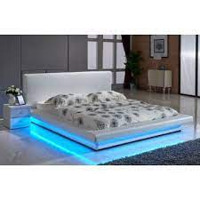 Zen White Bed With Led Lights Bed With Led Lights Leather Platform Bed White Platform Bed