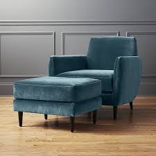Shop Parlour Light Blue Velvet Chair Inspired By Our Thing For Danish Design This Cb2 Modern C Blue Velvet Chairs Velvet Chair Oversized Chair And Ottoman
