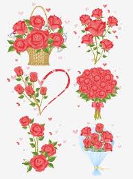 Flower Basket Hand Painted Valentines Day Romantic Rose Bouquet Plant Fresh Flower Basket Hand Painted Bouquet Png Transparent Clipart Image And Psd File For Purple Flower Background Cartoon Rose Rose Illustration