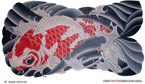 White And Red Koi Tattoo Design In Waves Koi Fish Tattoo Koi Tattoo Koi Tattoo Design