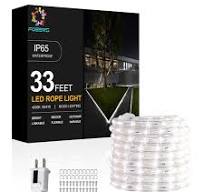 33FT White LED Rope Lights Outdoor,Flexible Tube Rope Lights Plug  in,Connecting Rope Lights for Deck,Patio,Camping,Porch,Christmas Holiday  Decoration