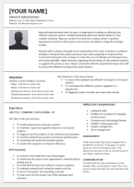 network administrator resume template