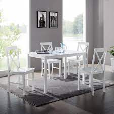Get dining sets, dining room sets, dining table sets, dining collections & more at bed bath & beyond. Welwick Designs 5 Piece White Solid Wood Farmhouse Dining Set Hd8094 The Home Depot