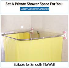 A newly polished u shaped shower rod will brighten your bathroom. Baoyouni Curved Corner Shower Curtain Rod U Shaped Suction Cups Bathroom Curtain Rail Pole Track 38 5 X 40 Shower Curtain Poles Aliexpress