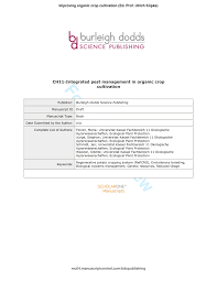 Pdf Disease And Pest Management In Organic Farming A Case For Applied 1 Agroecology 2