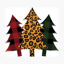 Modern black gold cheetah leopard animal print brushed polyester tree skirt. Buffalo Plaid And Leopard Christmas Tree Poster By Pepaanarb Redbubble
