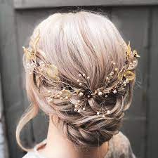 Wedding Day Hairstyle Inspiration From Wildflower Hair Company Cheshire Uk Gold Bridal Hair Accessories Fall Wedding Hairstyles Gold Hair Vine
