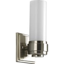 Check out the kohler purist sconces in a vibrant brushed nickel finish. One Light Brushed Nickel Bathroom Sconce P2926 09 Lowe Lighting Center
