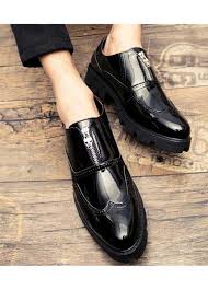 Black And Grey Dress Shoes Black Brogue Zip On Vamp Slip On Dress Shoe Mens Leather Boots Mens Smart Shoes Dress Shoes Men