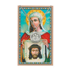 Pewter St. Veronica Medal and Prayer Card