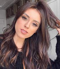 Brown Hair With Caramel Highlights Looks Especially Gorgeous For Brown Eyed Women Brownhair Highl Pale Skin Hair Color Dark Hair Balyage Brown Hair Pale Skin