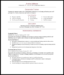 corporate trainer resume sample
