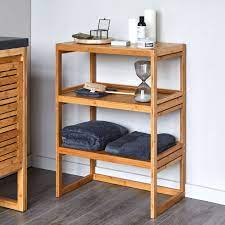 79 x 33 x 33 cm meuble colonne sur pied 3 niveaux en bois naturel pour la. Etagere De Salle De Bains En Bambou 60cm Danong Colonne Et Rangement Alinea
