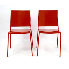 Italian Made Minimal Modern Red Metal Chairs A Pair Image 3 Of 11 Chair Green Chair Leather Dining Room Chairs