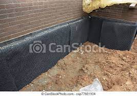 Using a multifunctional barrier wall. House Foundation Wall Waterproofing Foundation Wall Moisture Protection Barrier Outdoors Canstock