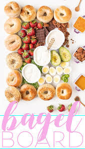 Bagel Bar With Cream Cheese Spreads And Delicious Toppings Bagel Bar Savory Snacks Cream Cheese Spreads