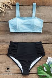 Baby Blue And Black High Waisted Bikini Black High Waisted Bikini High Waisted Bikini Bikinis