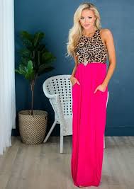 A New Side Of Me Tank Maxi Hot Pink Leopard Clearance Hot Pink Skirt Pink Skirt Outfits Pink Maxi Dress