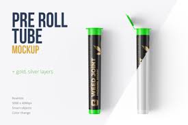 Download Weed Joint Pre Roll Plastic Tube In Packaging Mockups On Yellow Images Creative Store