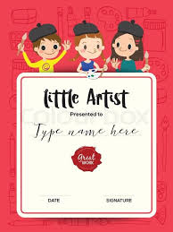 Little Artist Kids Diploma Child Painting Course Certificate Template Stock Vector Colourbox On Colourbox Painting Courses Preschool Activities Artist