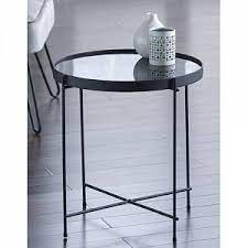 Oakland Tray Table Canora Grey Colour Black Black Size 45cm H X 42cm W X 42cm D Mirror Side Table Coffee Table Metal Frame Glass Side Tables