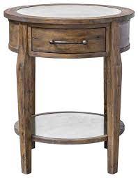 2 vintage blonde mersman mid century modern mcm end table circle with drawer. Classic Round Light Wood Accent Table Drawer Mirrored Transitional Elegant Rustic Side Tables And End Tables By My Swanky Home Houzz
