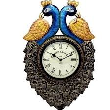 Using jade sand glass as the clock surface. Glass Anniversary Wooden Peacock Design Wall Clock For Home Rs 930 Piece Id 15385739233